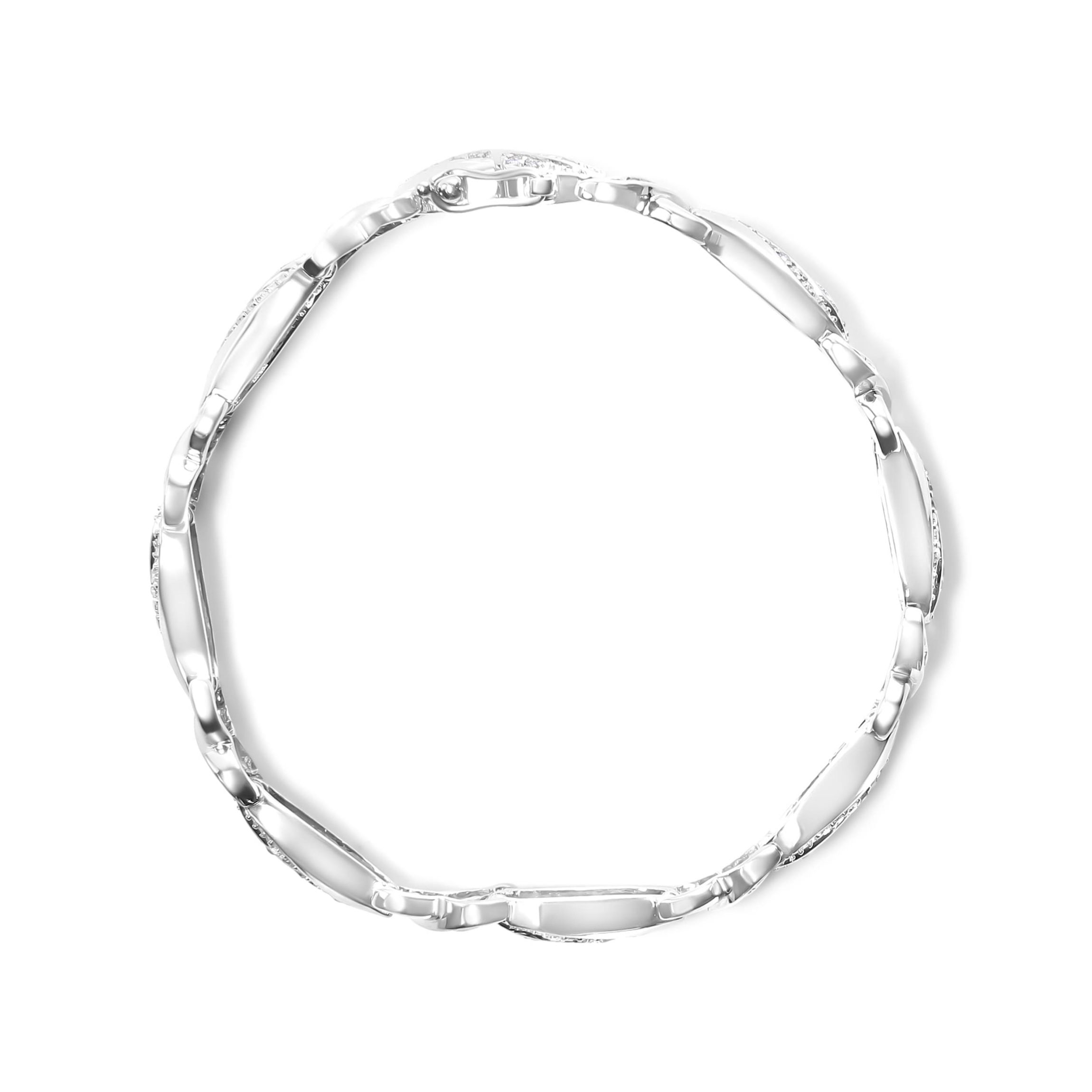 .925 Sterling Silver 1 3/4 Cttw Diamond Wave and X Link Tennis Bracelet - 7"