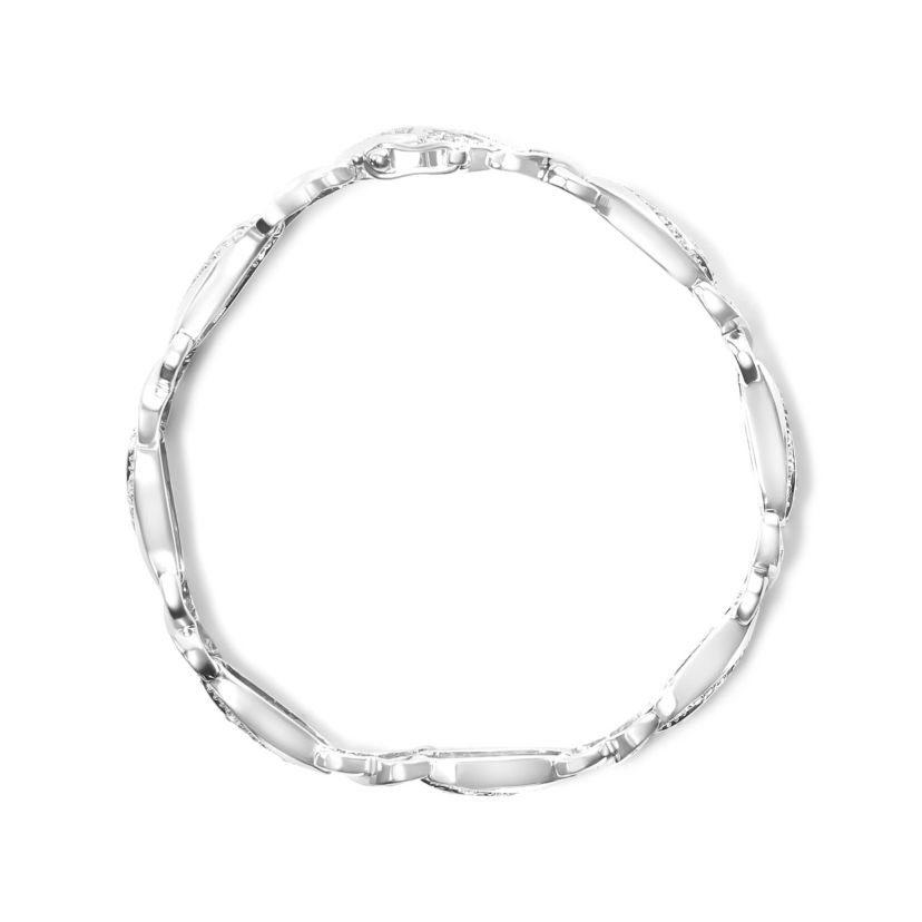 .925 Sterling Silver 1 3/4 Cttw Diamond Wave and X Link Tennis Bracelet - 7"