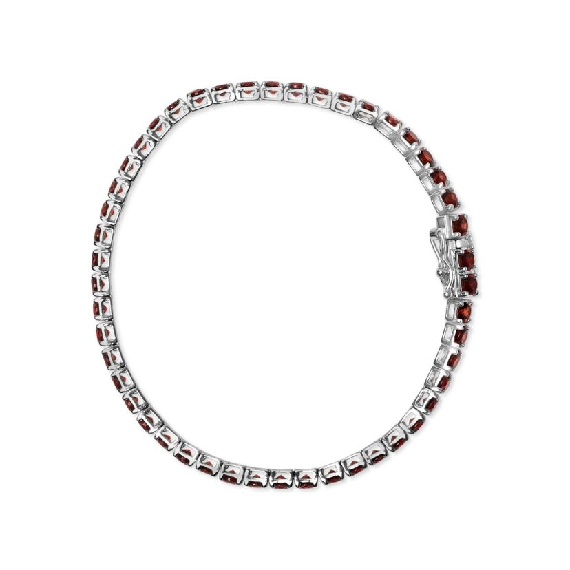 Lab Created .925 Sterling Silver 10.0 Cttw Created Orange Garnet Tennis Bracelet - 7.25"
