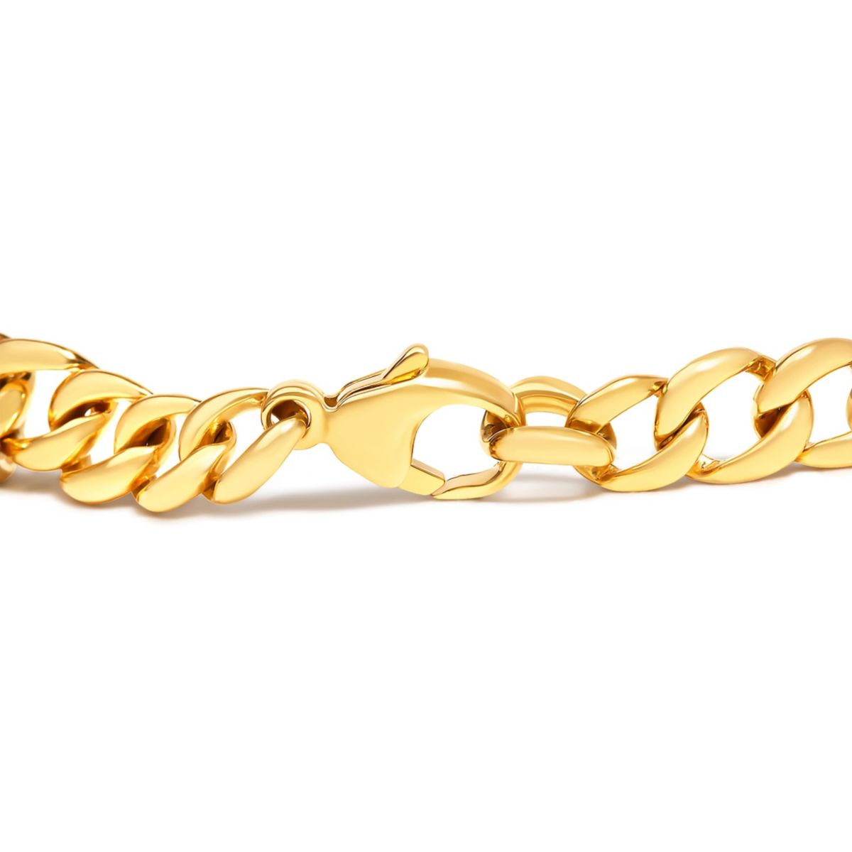 14K Yellow Gold Plated Silver 1 1/4 Cttw Diamond Cuban Chain Link Bracelet- 7.25"