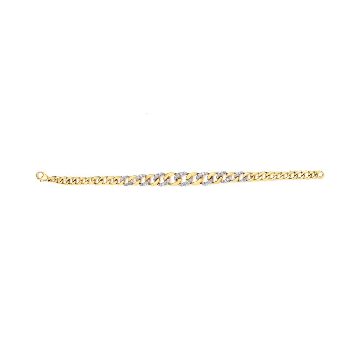14K Yellow Gold Plated Silver 1 1/4 Cttw Diamond Cuban Chain Link Bracelet- 7.25"