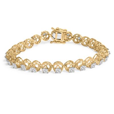 Haus of Brilliance 14K Yellow Gold over Silver 3 9/10 Cttw Diamond Tennis Bracelet