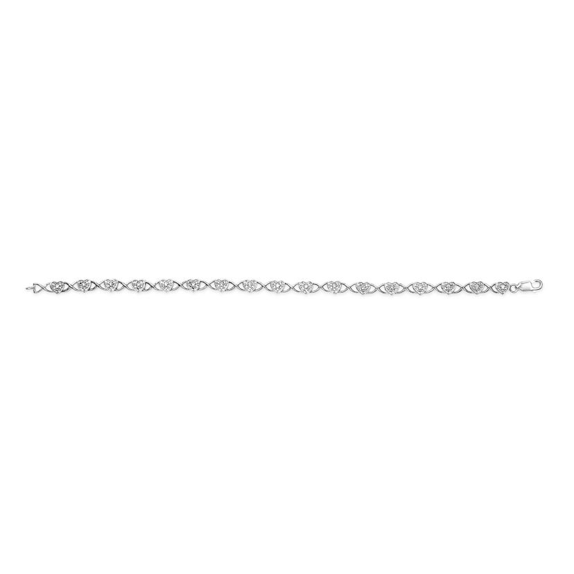 .925 Sterling Silver Diamond Accent Heart Link Bracelet - 7.25"