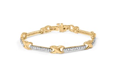 Haus of Brilliance 10K Yellow Gold 1.00 Cttw Diamond Bar and X-Link Bracelet