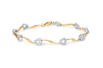 Haus of Brilliance 10k Two-Tone Gold 1/3 Cttw Diamond Heart S-Link Bracelet, 7.25 in