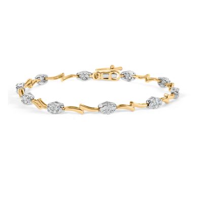Haus of Brilliance 10K White and Yellow Gold 1.00 Cttw Diamond Cluster Link Bracelet