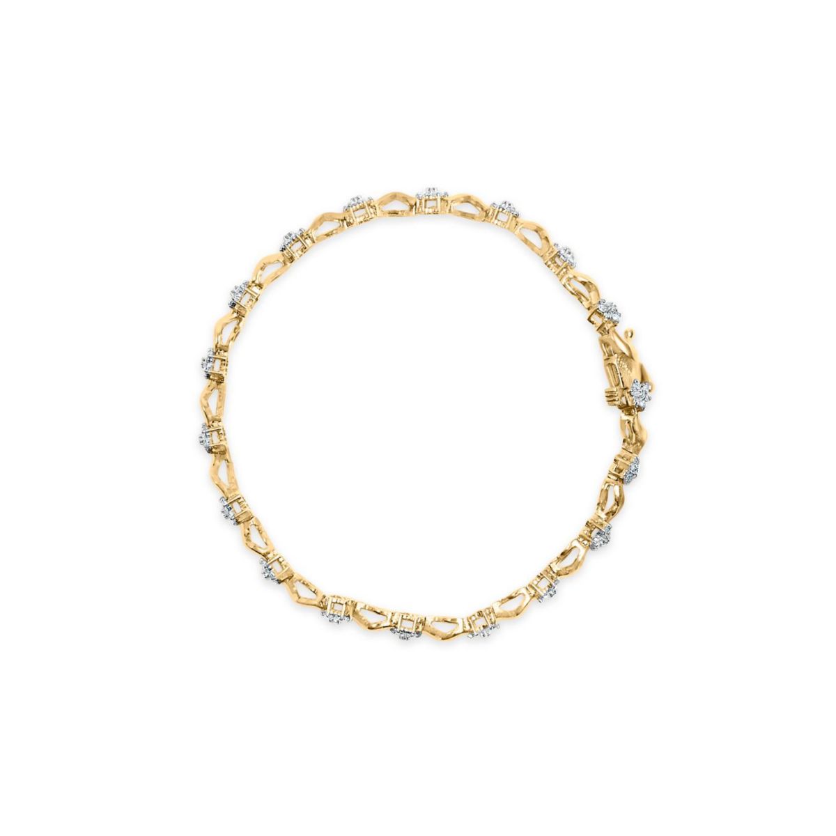 10k Yellow Gold 1.00 Cttw Diamond Floral S-Link Bracelet