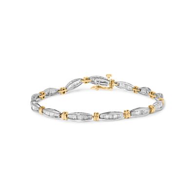 Haus of Brilliance 10K Two-Tone Gold 2.0 Cttw Baguette Diamond Channel Link Bracelet