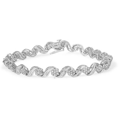 Haus of Brilliance 10K White Gold 2.00 Cttw Diamond Floral Design Swirl Link Bracelet
