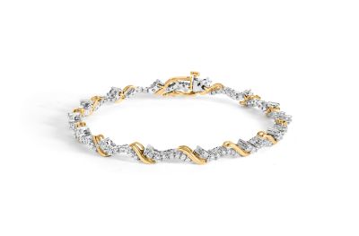 Haus of Brilliance 10K Yellow and White Gold 2.00 Cttw Diamond "S" Link 7" Bracelet