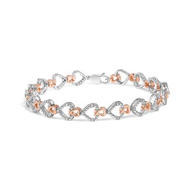 Haus of Brilliance 10K Rose and White Gold 1/4 Cttw Diamond Infinity Loop and Swirl Link Bracelet, 7.25 in