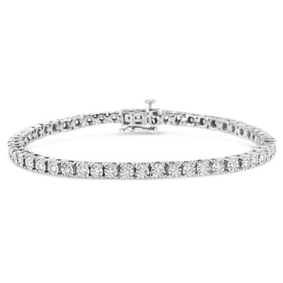 Haus of Brilliance 10K White Gold 1/2 Cttw Real Diamond Tennis Bracelet, 7.5 in