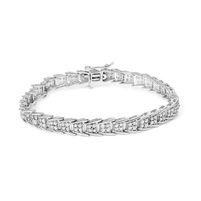 Haus of Brilliance 10k White Gold 2 cttw Diamond Fan-Shaped Link Tennis Bracelet
