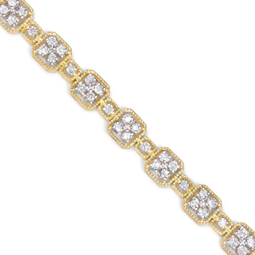 10K Yellow Gold 2.0 Cttw Diamond Square Link Bracelet