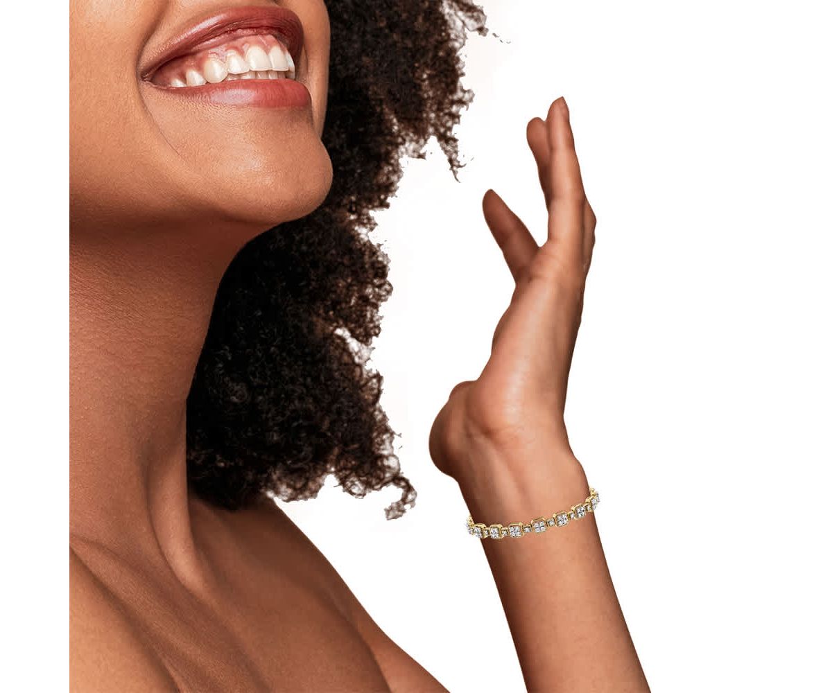 10K Yellow Gold 2.0 Cttw Diamond Square Link Bracelet