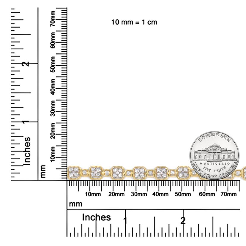 10K Yellow Gold 2.0 Cttw Diamond Square Link Bracelet