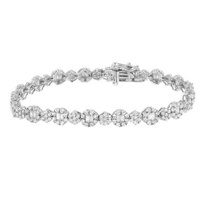 Haus of Brilliance 10K White Gold 4.0 cttw Diamond Floral Cluster Link Bracelet