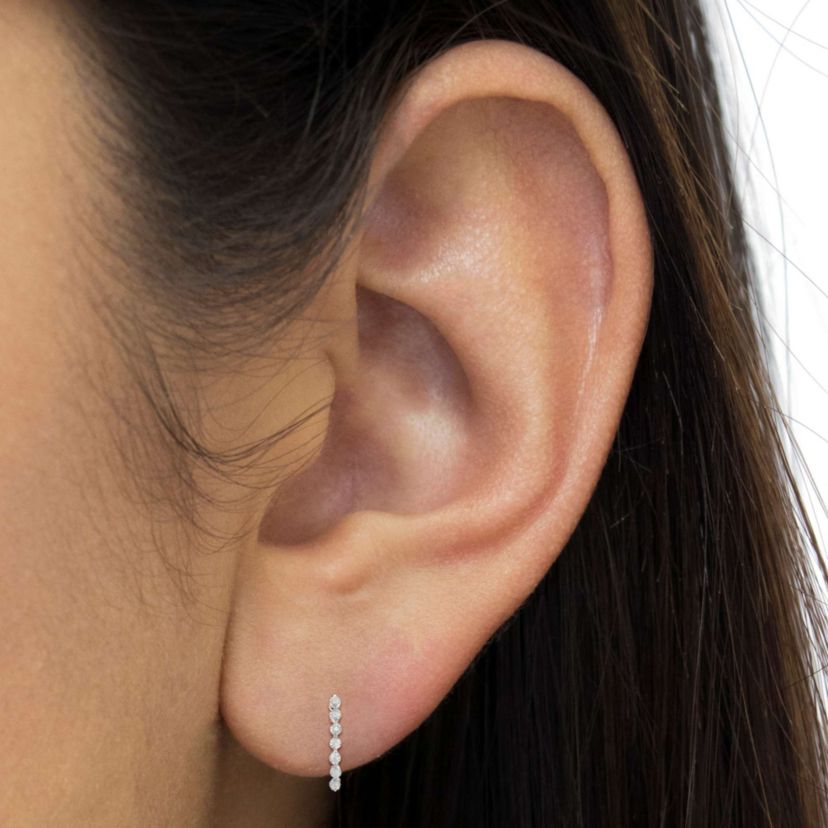 Silver 1/2 Ct Miracle- Diamond 7 Stone Hoop Earrings  