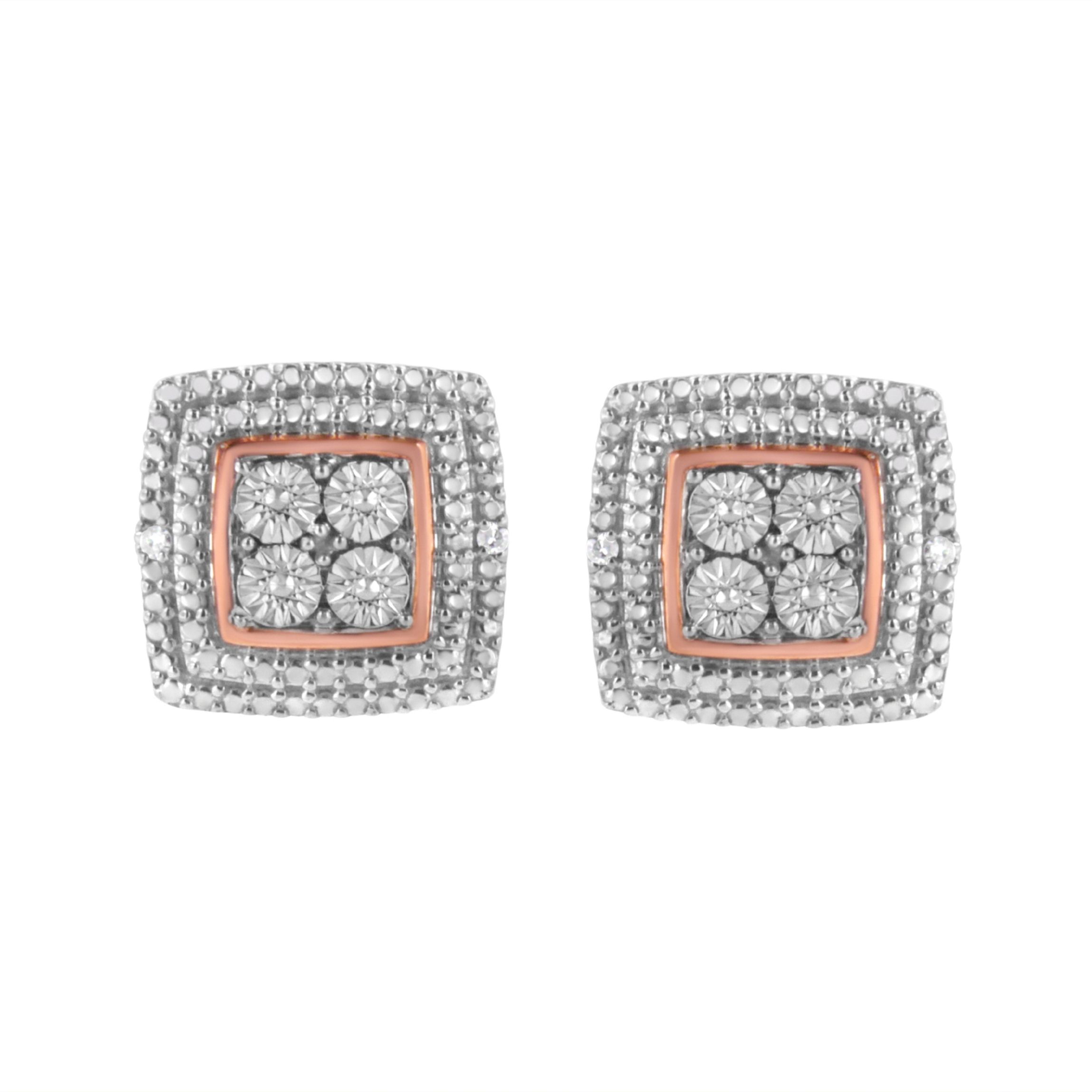 10K Gold Plated Sterling Silver Diamond Accent Earrings