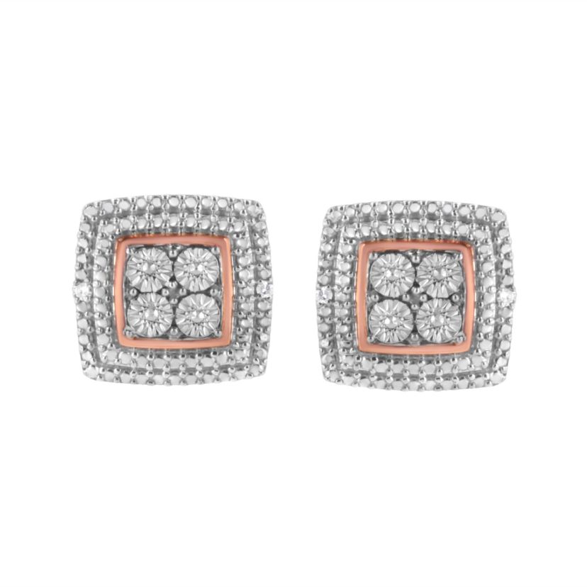 10K Gold Plated Sterling Silver Diamond Accent Earrings