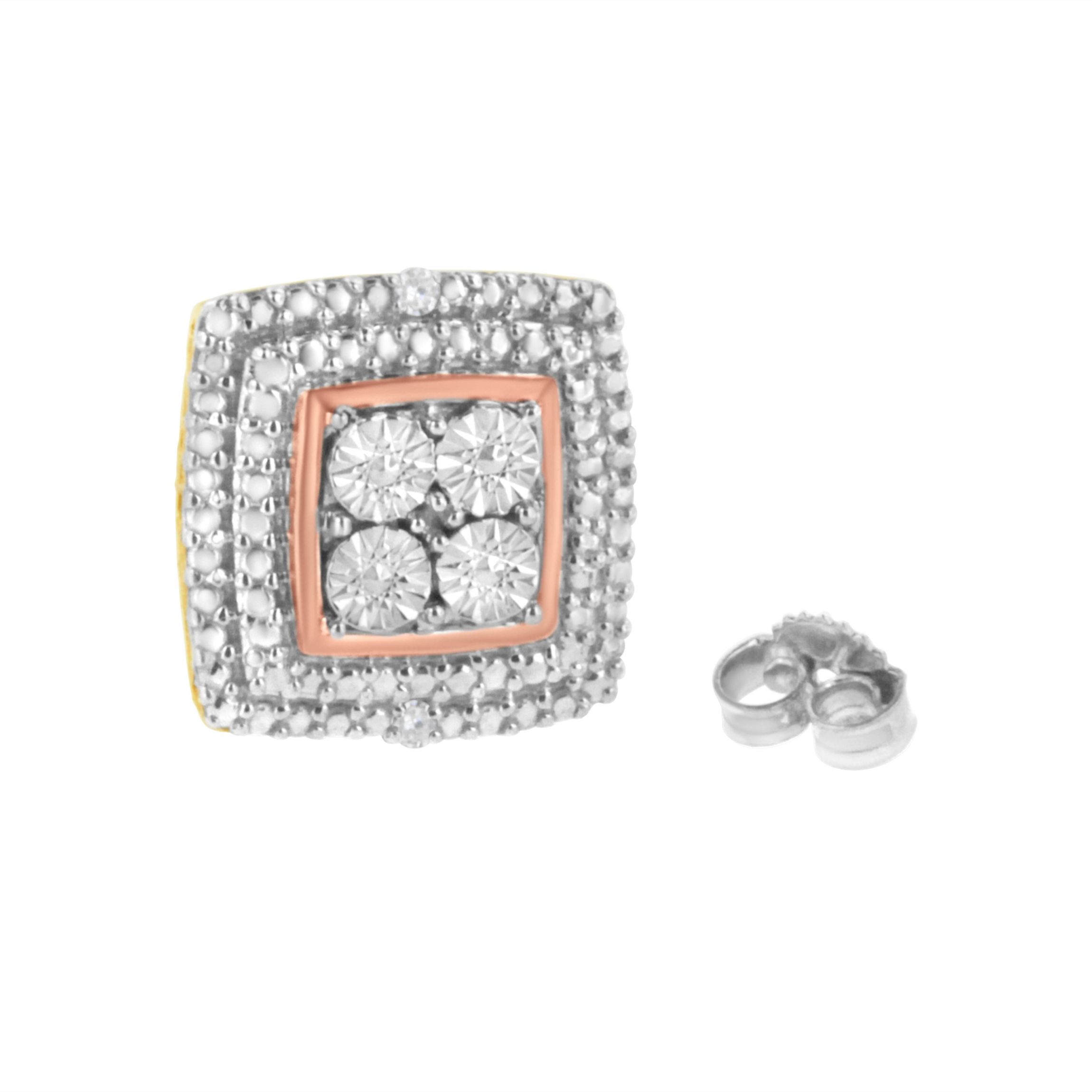 10K Gold Plated Sterling Silver Diamond Accent Earrings