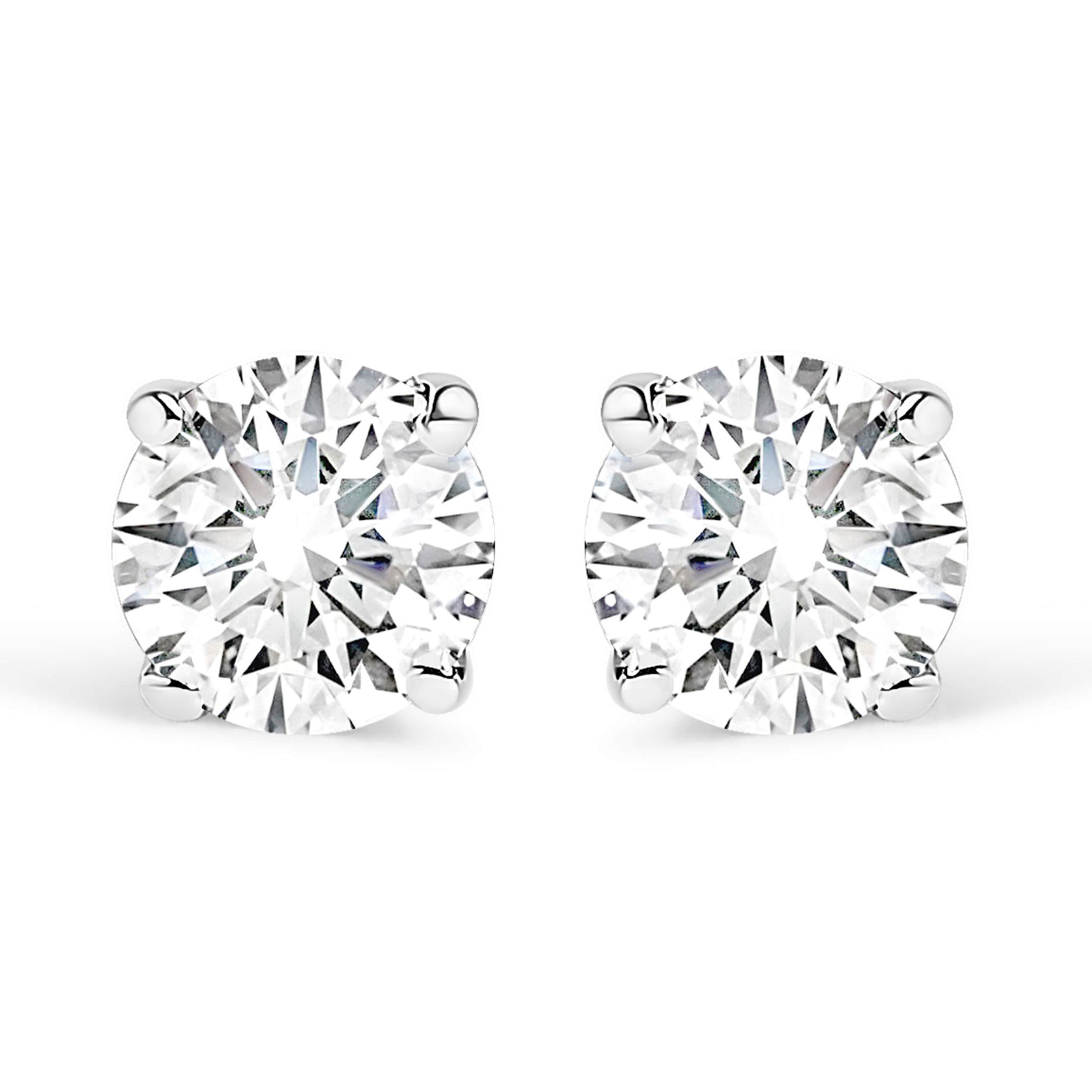 Lab Created Silver Silver 3/8 Ct Round Lab Grown Diamond Solitaire Stud Earrings