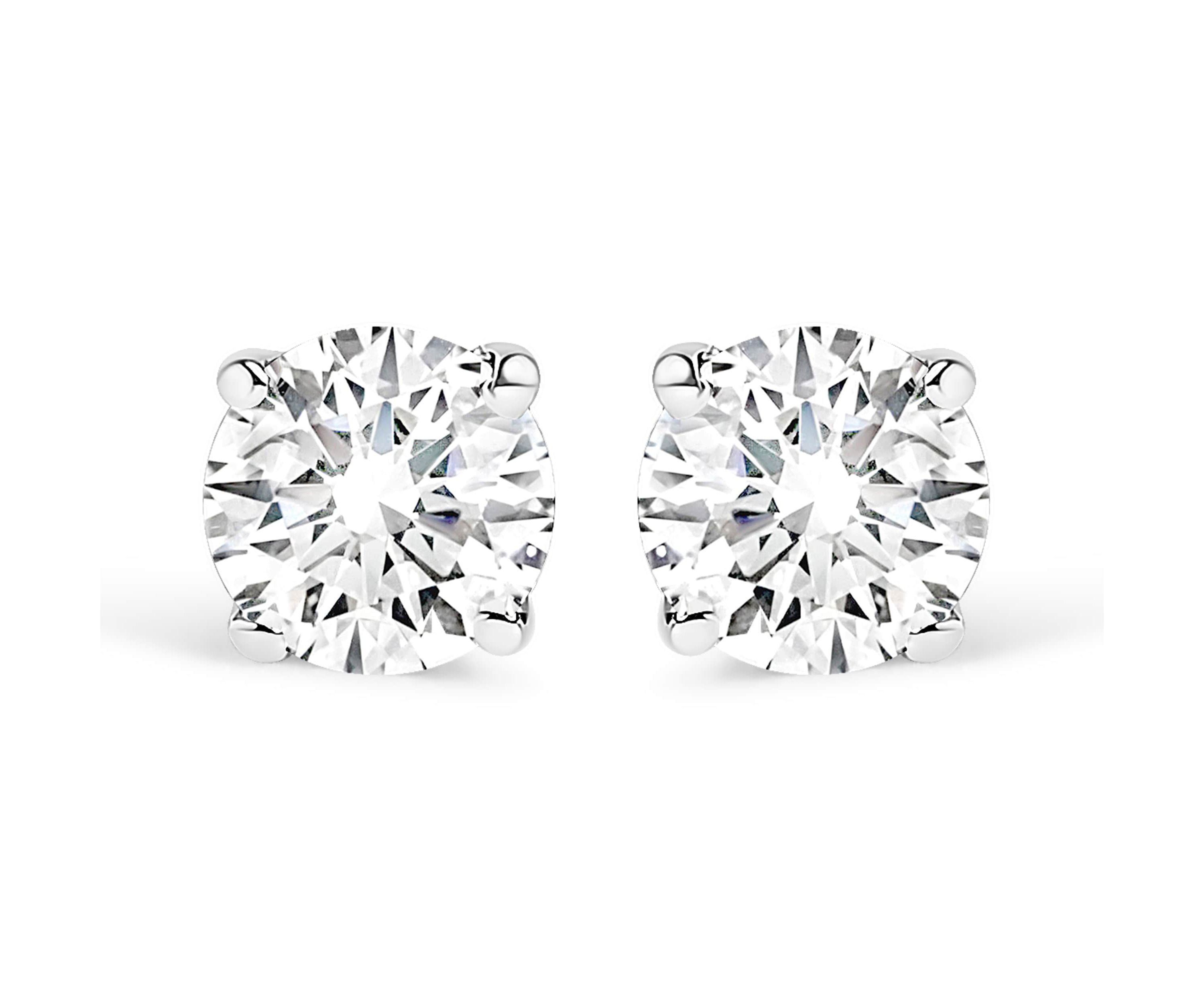 Lab Created Silver Silver 3/8 Ct Round Lab Grown Diamond Solitaire Stud Earrings