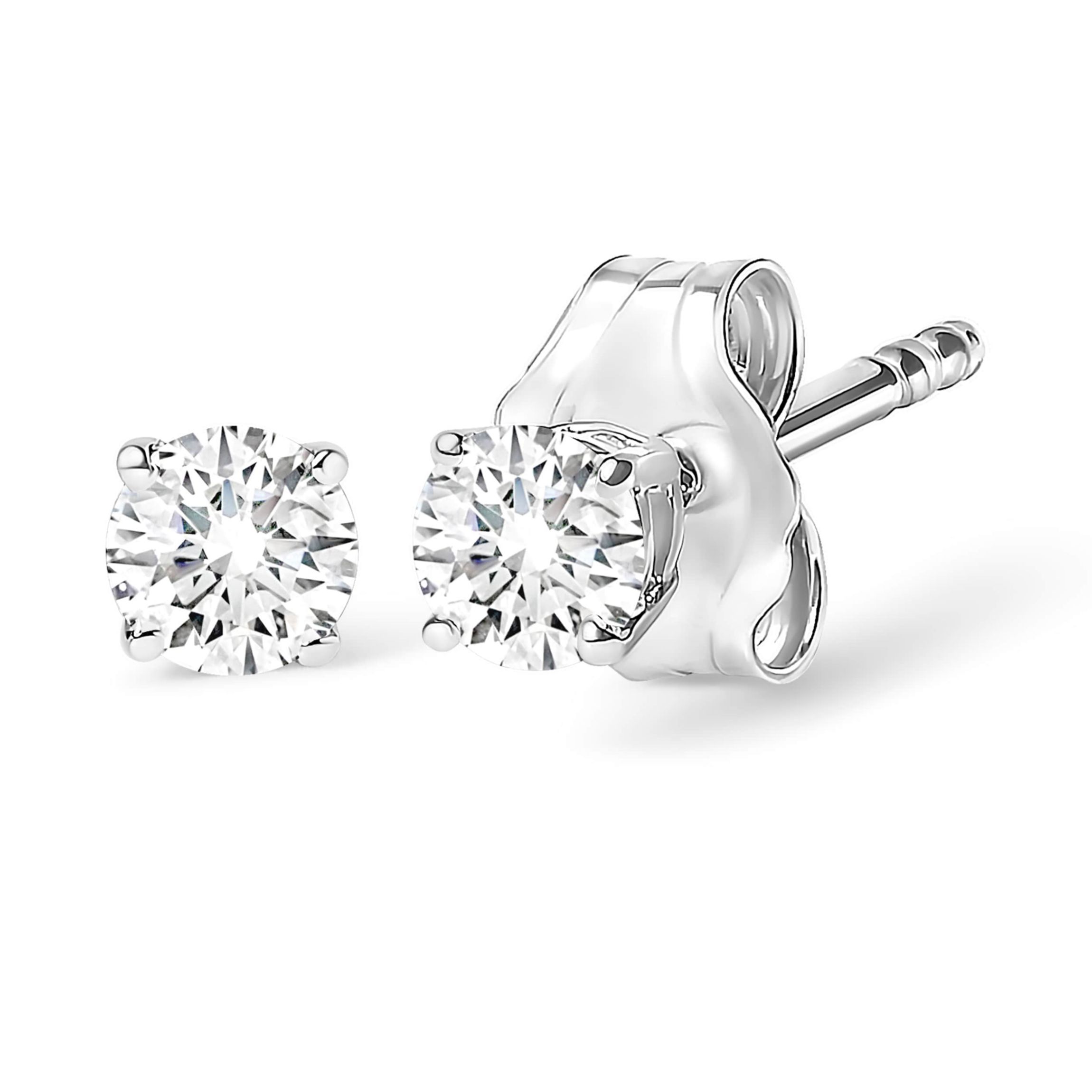 Lab Created Silver Silver 3/8 Ct Round Lab Grown Diamond Solitaire Stud Earrings