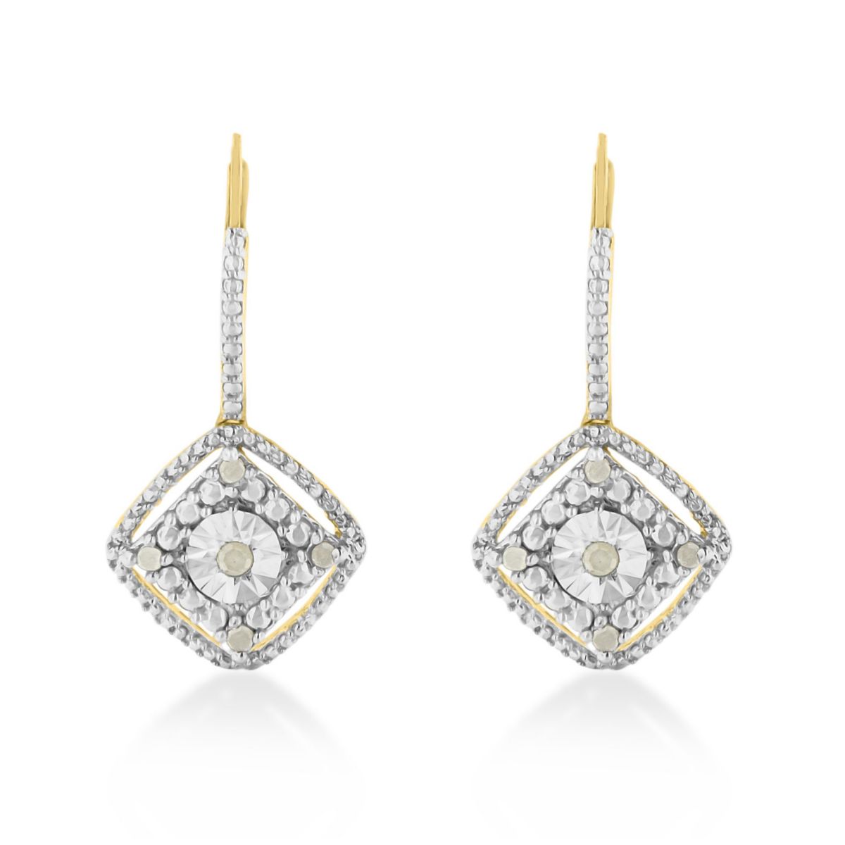 Sterling Silver Rose Diamond Dangle Earring (0.25 Ct , I-J Color, I2-I3 Clarity)