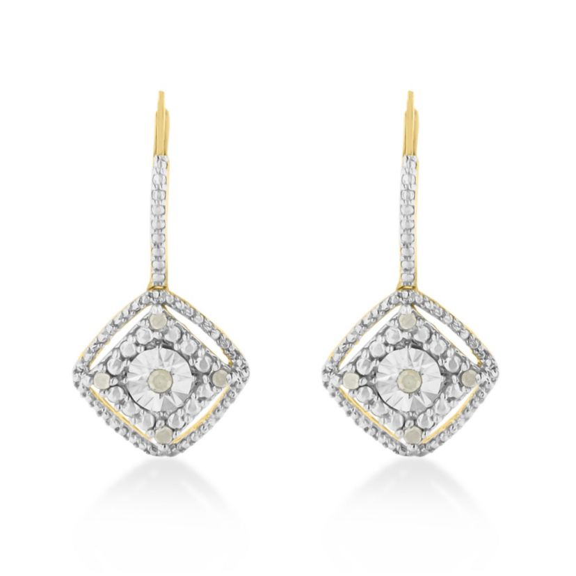 Sterling Silver Rose Diamond Dangle Earring (0.25 Ct , I-J Color, I2-I3 Clarity)