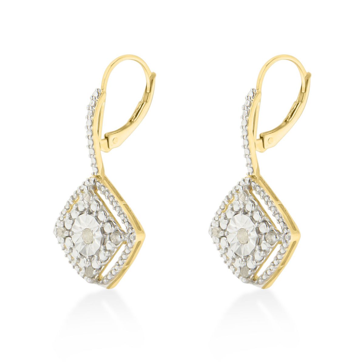 Sterling Silver Rose Diamond Dangle Earring (0.25 Ct , I-J Color, I2-I3 Clarity)