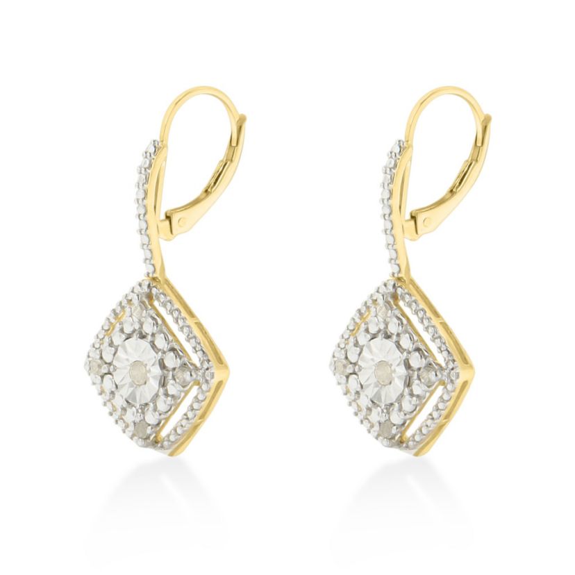 Sterling Silver Rose Diamond Dangle Earring (0.25 Ct , I-J Color, I2-I3 Clarity)