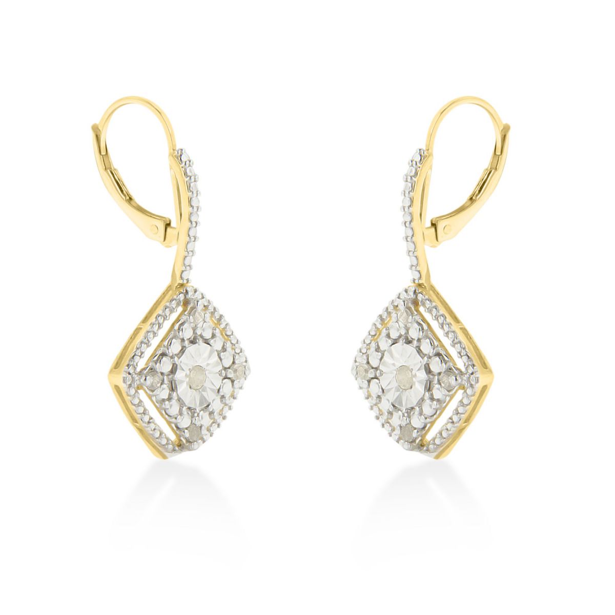 Sterling Silver Rose Diamond Dangle Earring (0.25 Ct , I-J Color, I2-I3 Clarity)