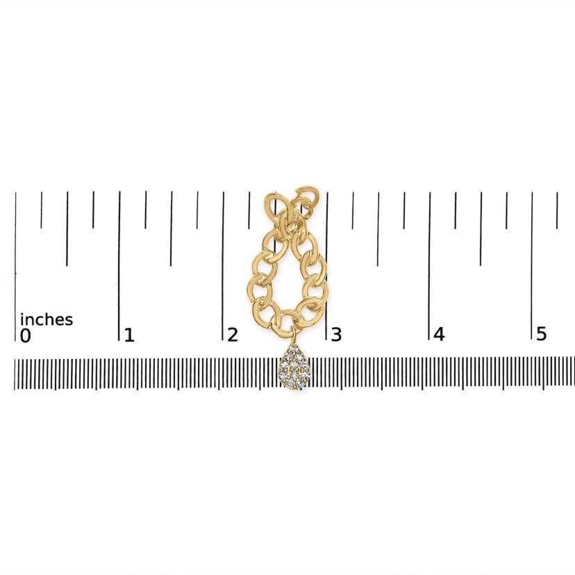 14K Yellow Gold Plated Silver 1/10 Cttw Diamond Chain Link Teardrop Earrings