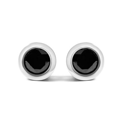 Haus of Brilliance .925 Sterling Silver 5 3/4 Cttw Round Brilliant-Cut Black Diamond Bezel-Set Stud Earrings with Screw Backs