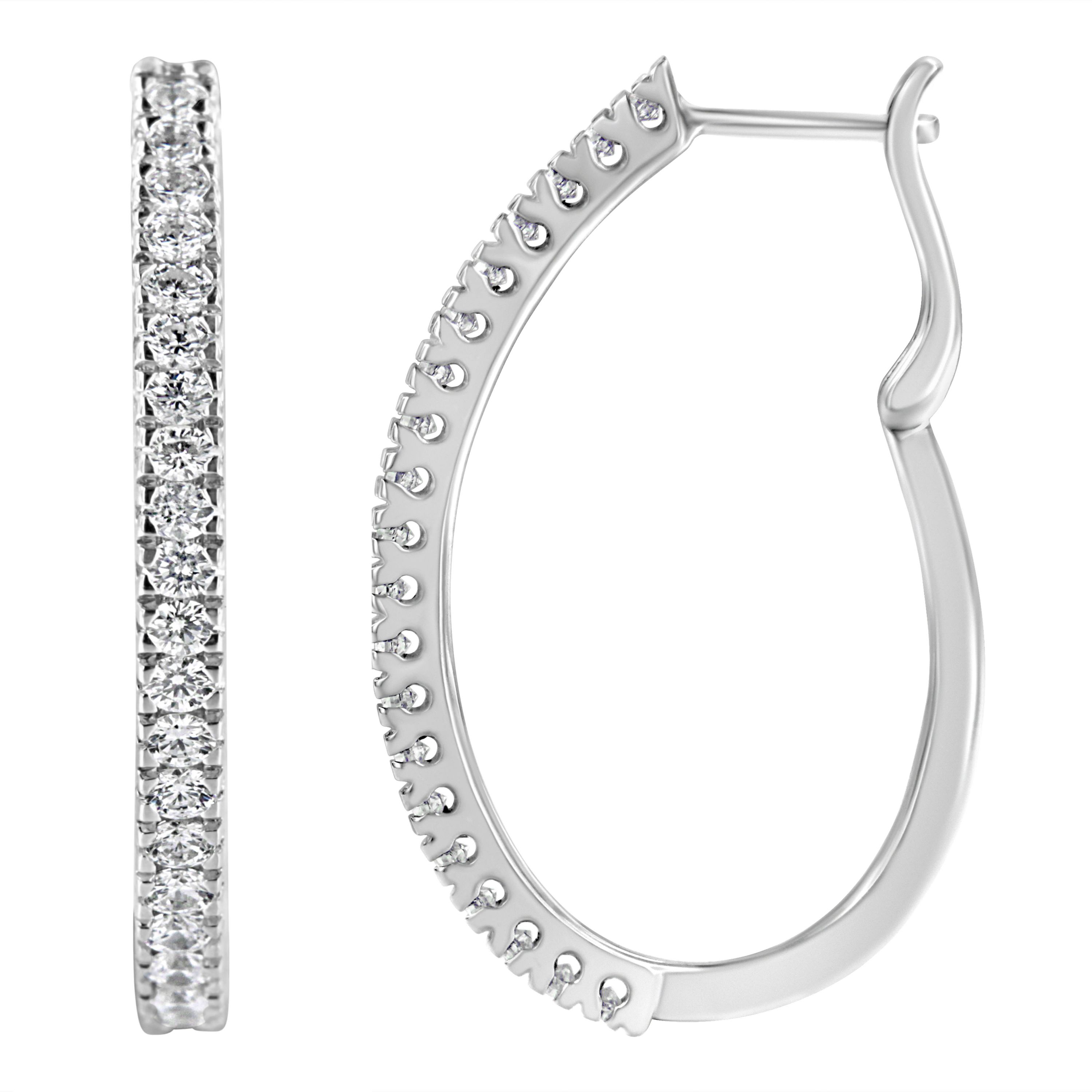 10KT White Gold 1 Ct Diamond Hoop Earrings