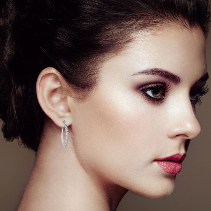 10KT White Gold 1 Ct Diamond Hoop Earrings