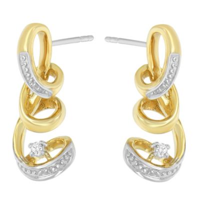 Haus of Brilliance Espira 10K Two Tone Gold Round Diamond Earring