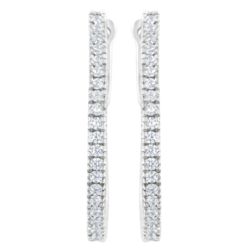 10KT White Gold 1/2 Ct Diamond Hoop Earrings