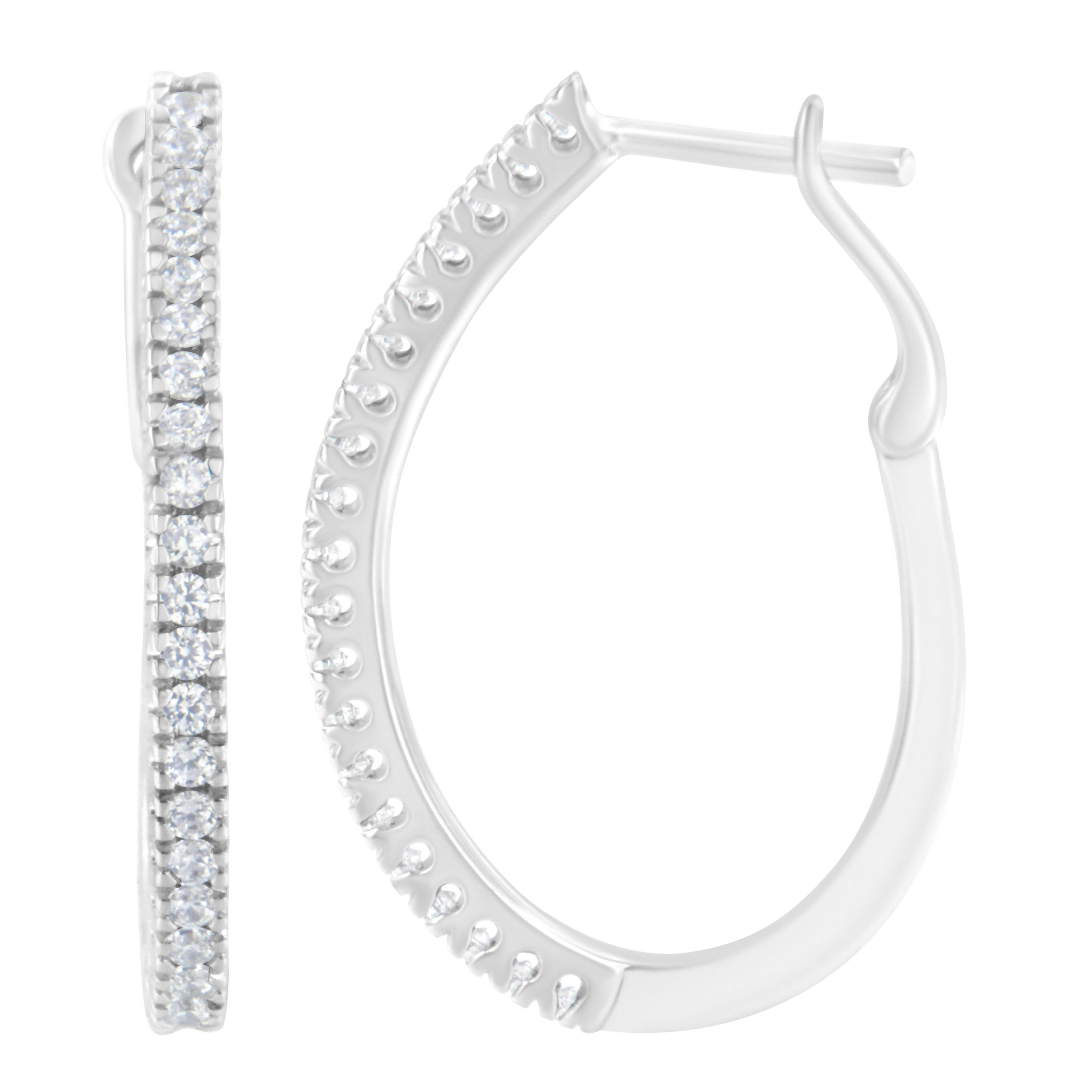 10KT White Gold 1/2 Ct Diamond Hoop Earrings