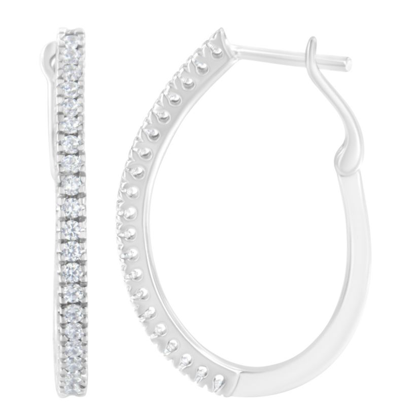 10KT White Gold 1/2 Ct Diamond Hoop Earrings