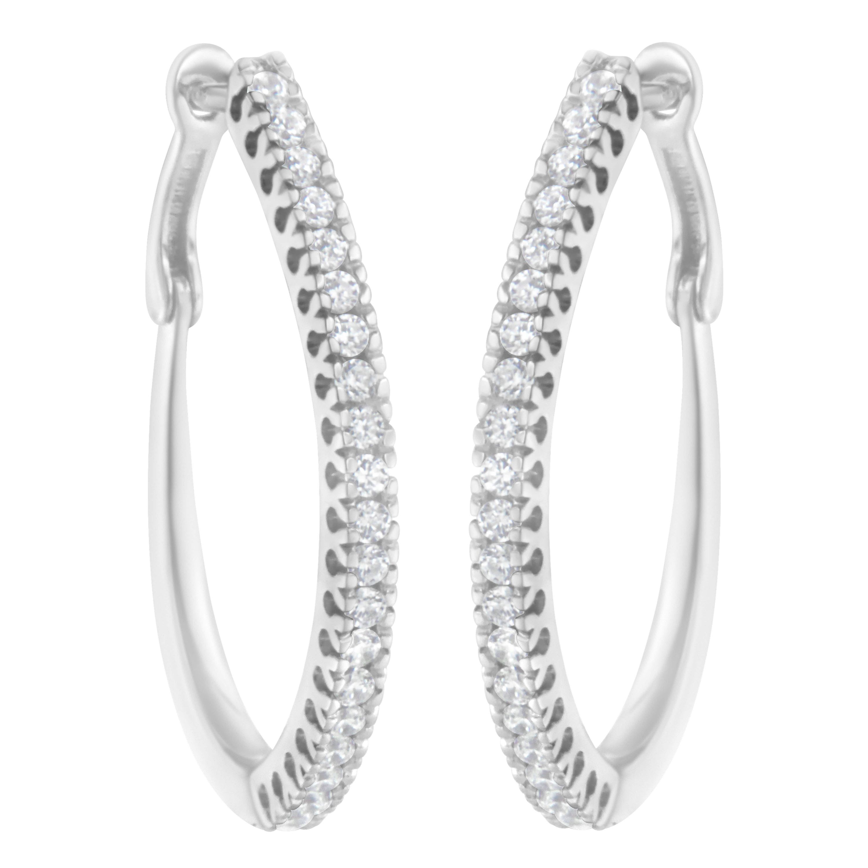 10KT White Gold 1/2 Ct Diamond Hoop Earrings