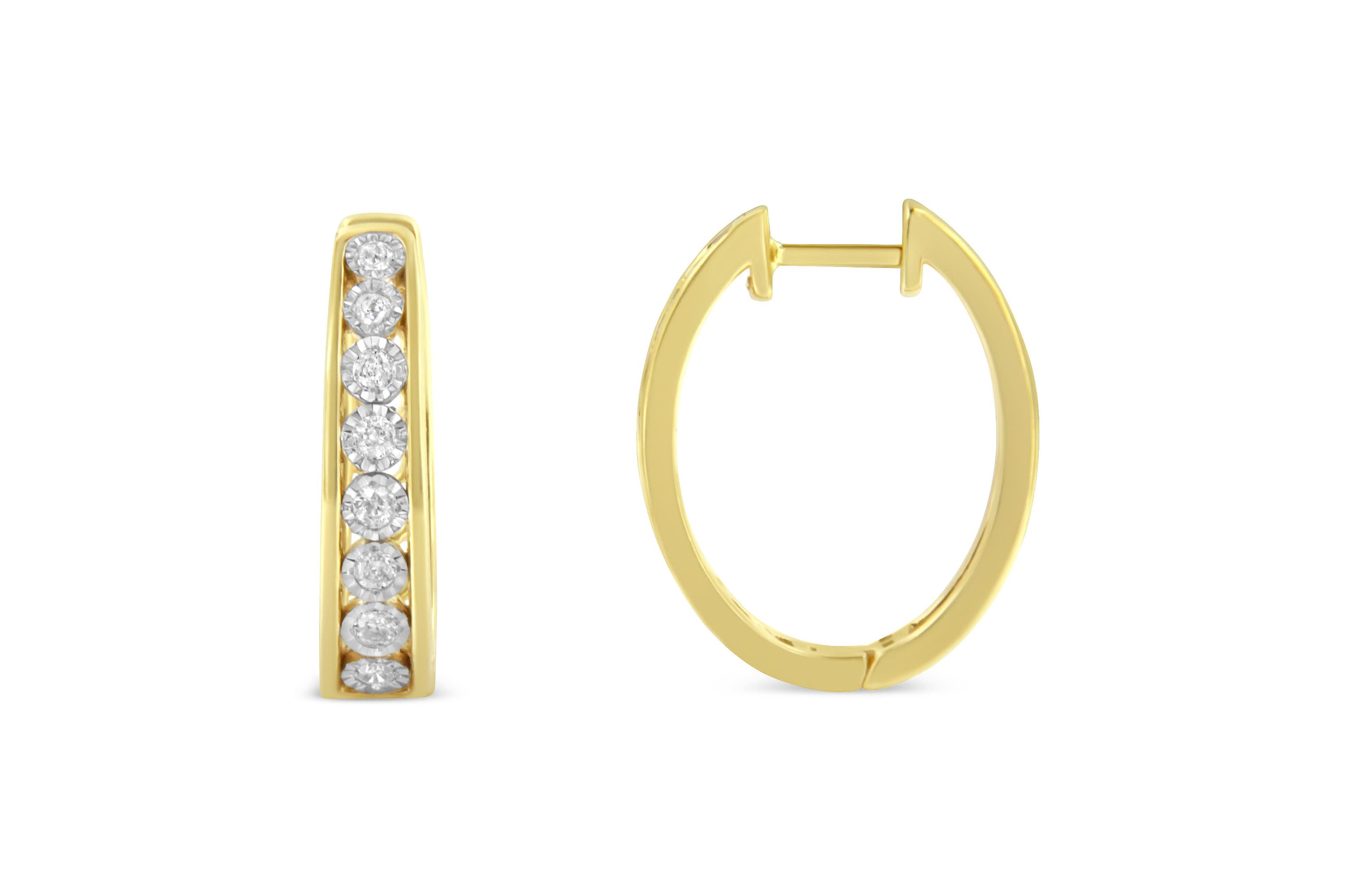 10KT Yellow and White Gold Diamond Hoop Earring