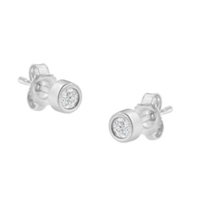 Haus of Brilliance 10K Gold 17 Ct Round Diamond Bezel Stud Earrings