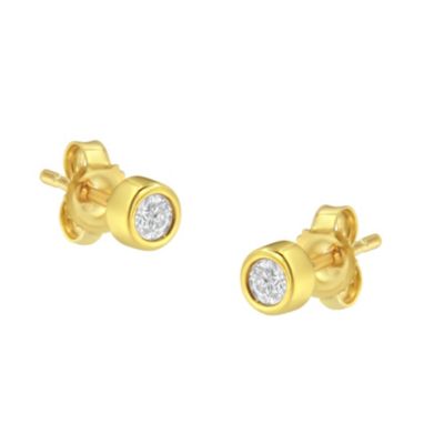 Haus of Brilliance 10K Gold 17 Ct Round Diamond Bezel Stud Earrings
