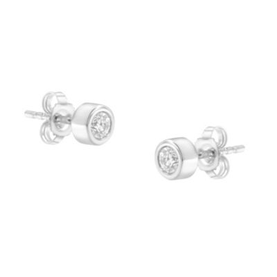 Haus of Brilliance 10K Gold 14 Ct Diamond Bezel Stud Earrings