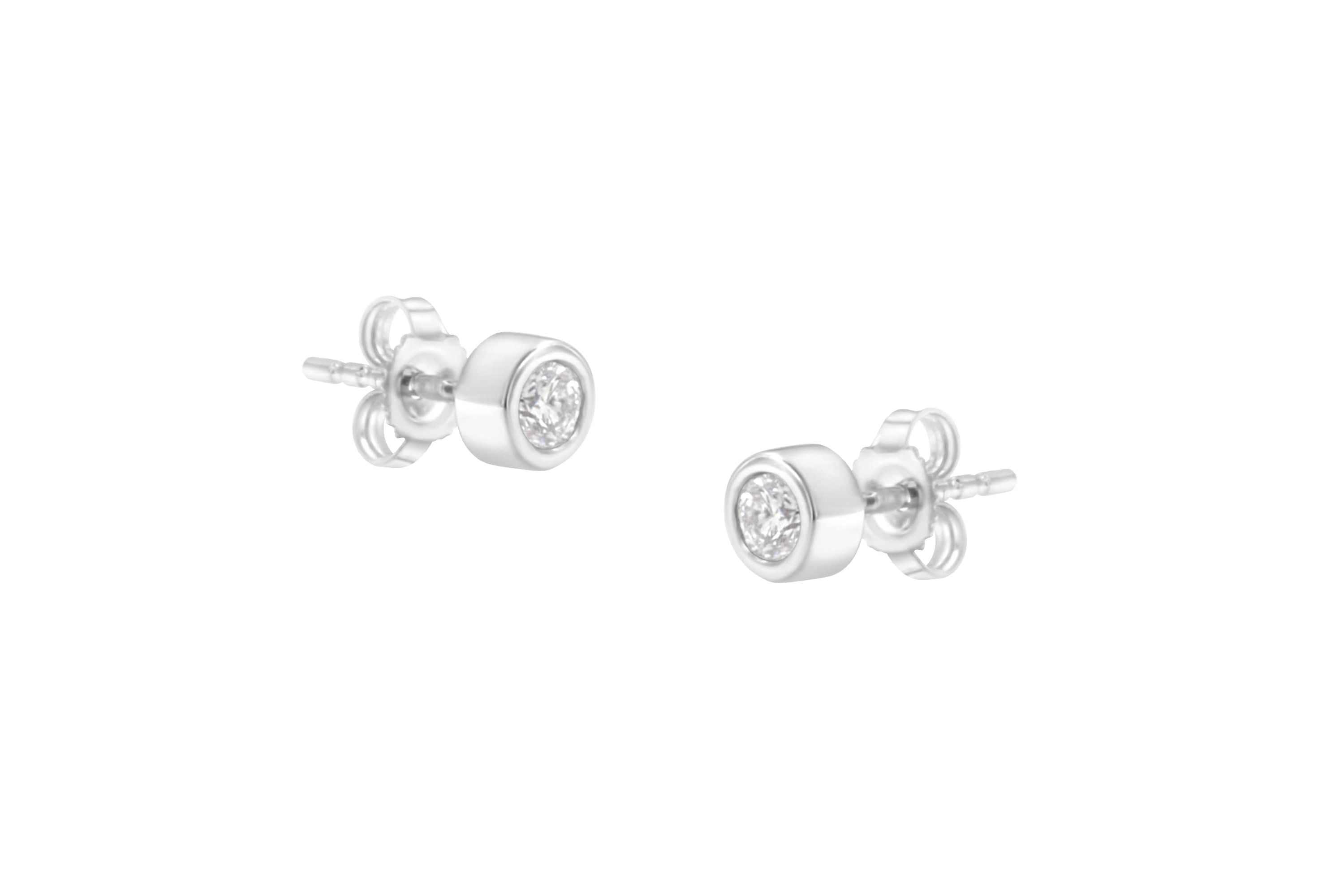 10K Gold 1/4 Ct Diamond Bezel- Stud Earrings