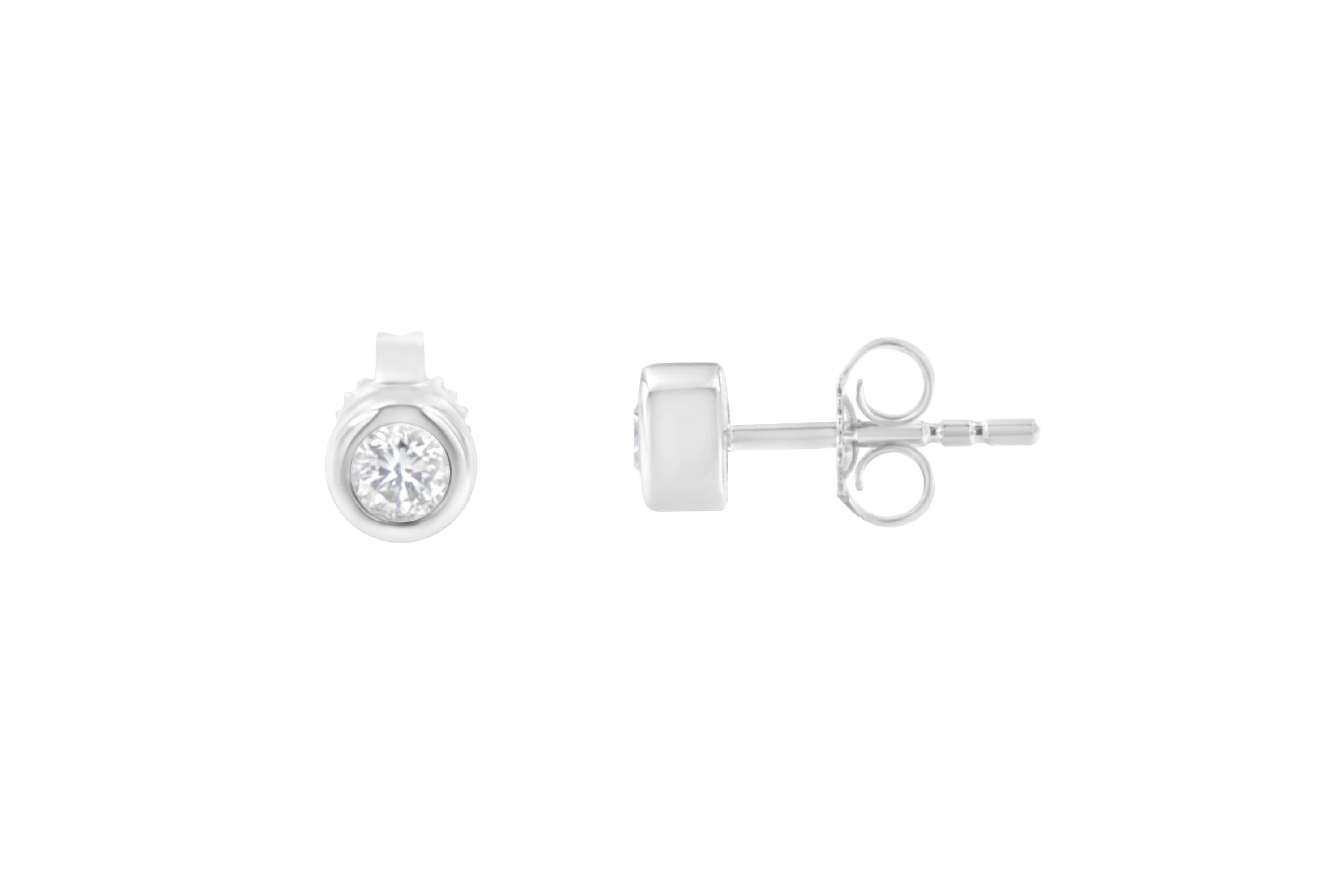 10K Gold 1/4 Ct Diamond Bezel- Stud Earrings