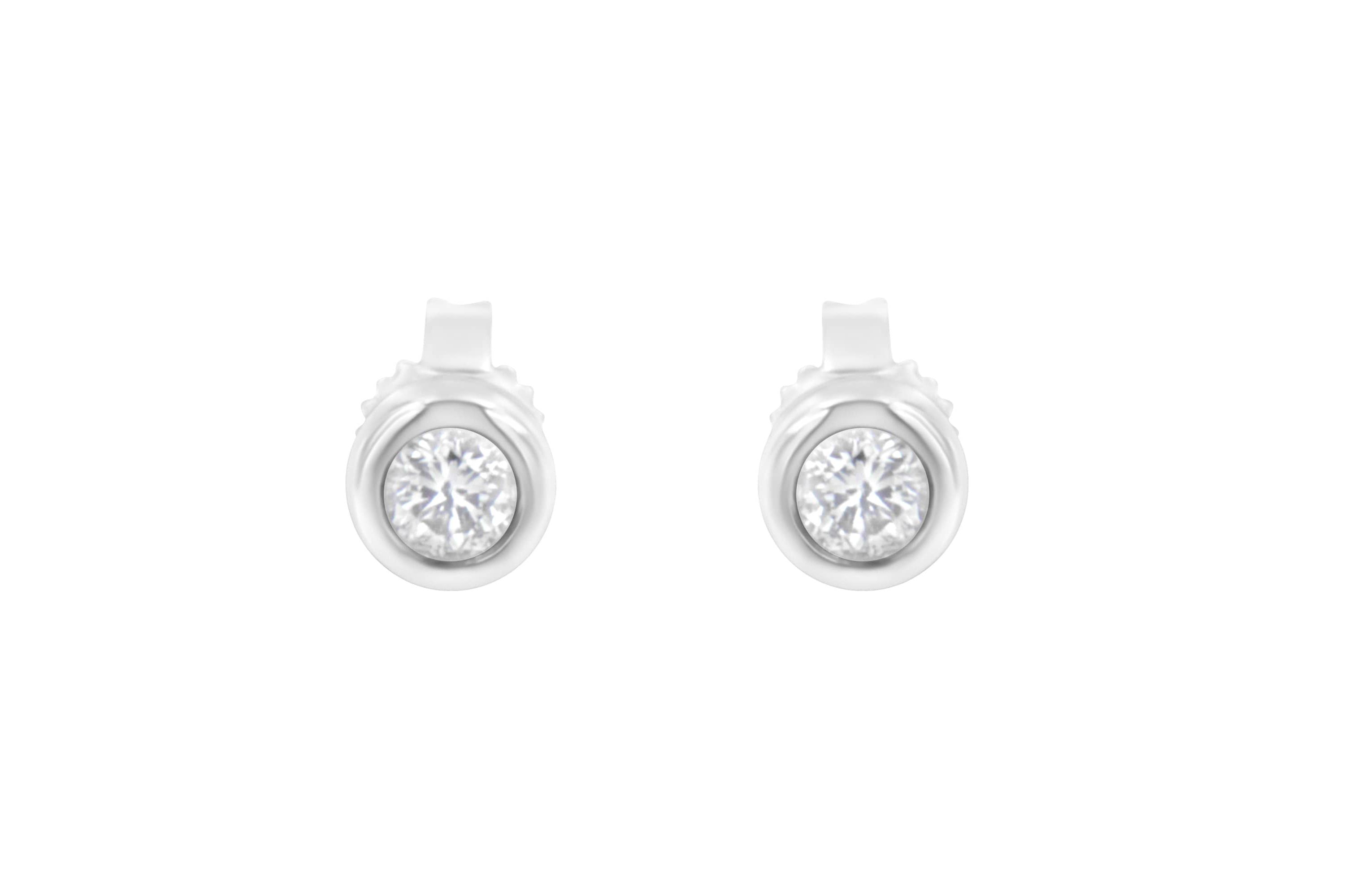 10K Gold 1/4 Ct Diamond Bezel- Stud Earrings