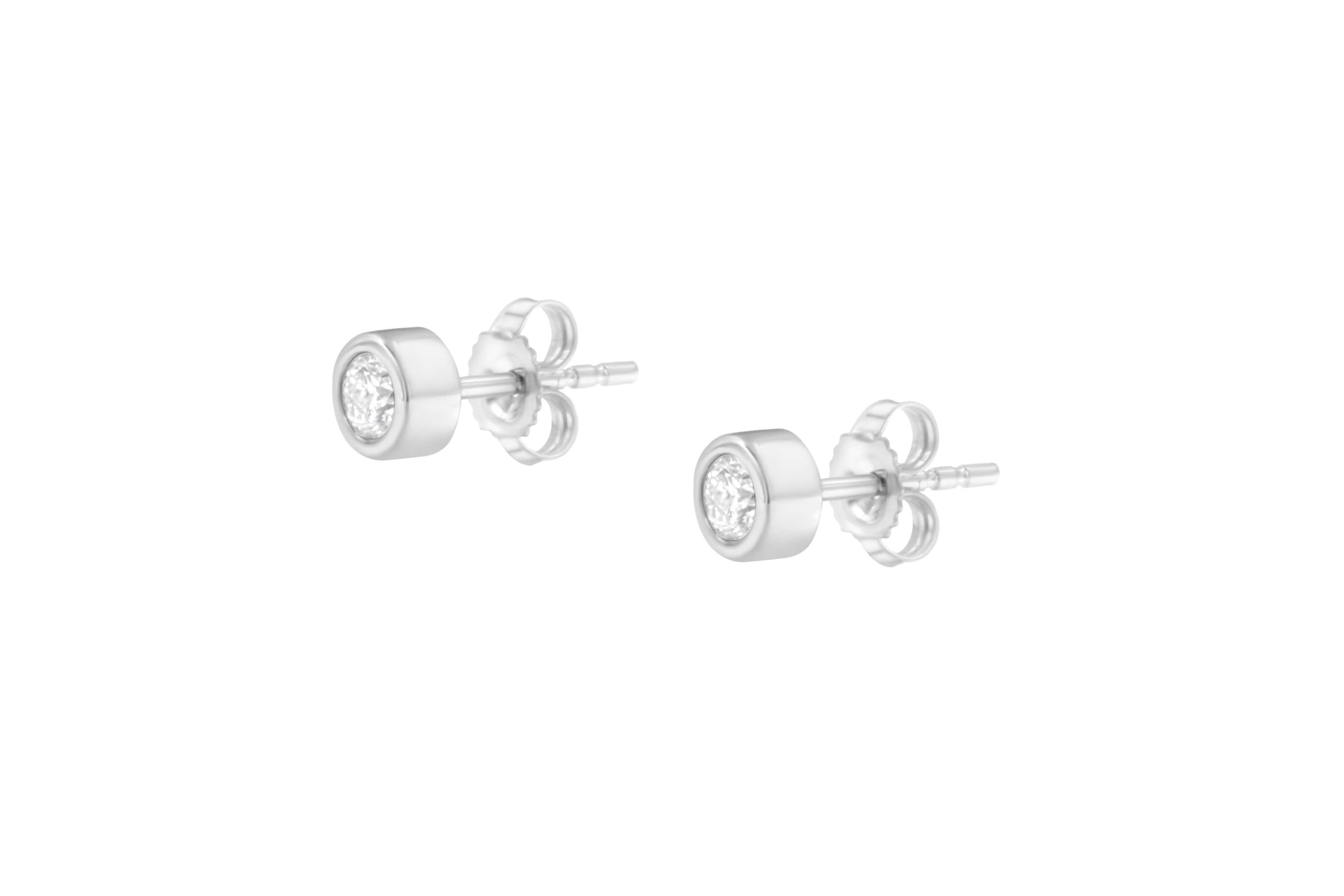 10K Gold 1/4 Ct Diamond Bezel- Stud Earrings